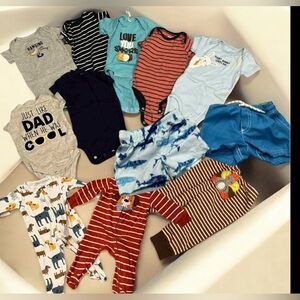 12pc bundle lot 6m boys one pieces / sleepers / shorts & pants no stains